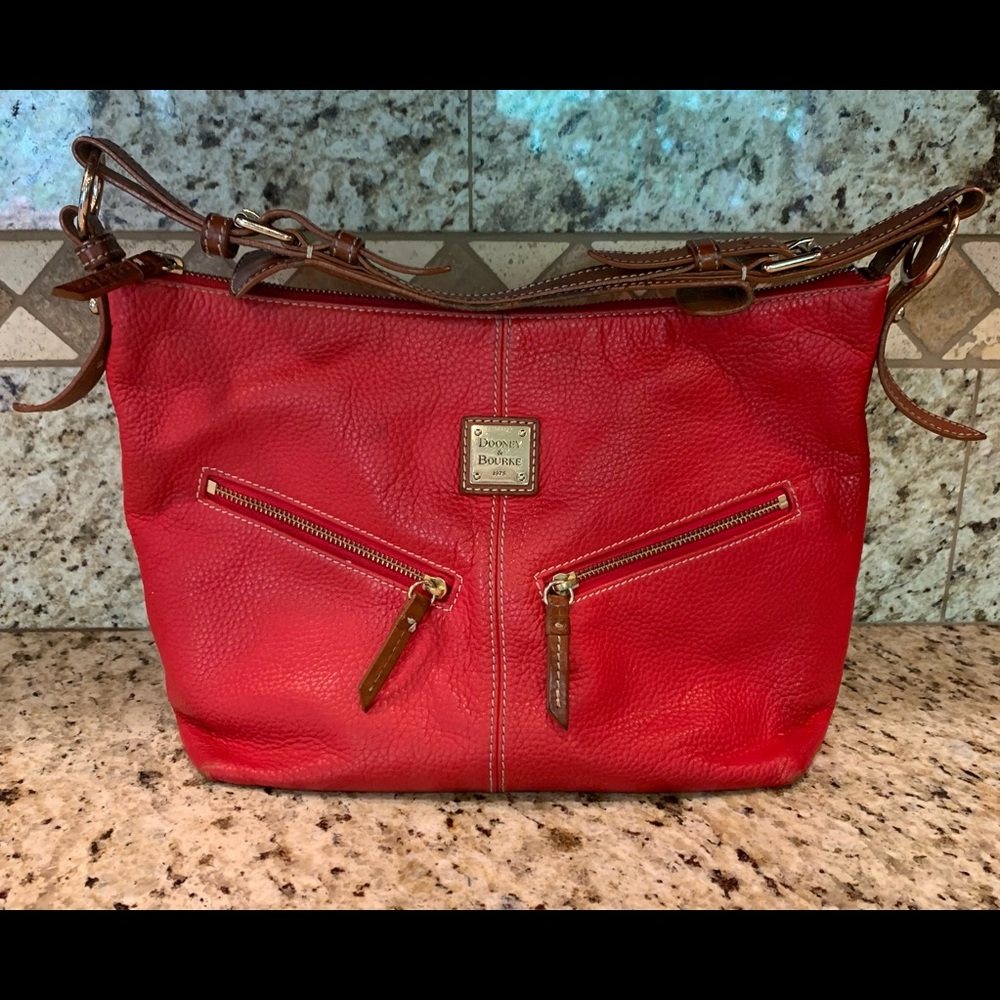 🌟SOLD🌟 Dooney & Bourke Red Pebble Leather Satchel.  Sold “As Is”.